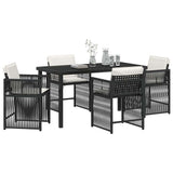 Set da Pranzo per Giardino 5 pcs Nero polyrattan