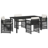 Set da Pranzo per Giardino 5 pcs Nero polyrattan