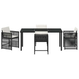 Set da Pranzo per Giardino 5 pcs Nero polyrattan