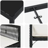 Set da Pranzo per Giardino 9 pcs Nero polyrattan