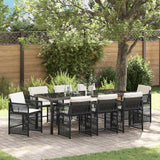 Set da Pranzo per Giardino 9 pcs Nero polyrattan