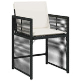 Set da Pranzo per Giardino 9 pcs Nero polyrattan