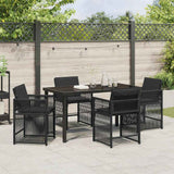 Set da Pranzo per Giardino 5 pcs Nero polyrattan