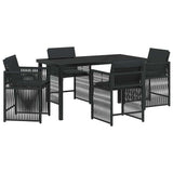 Set da Pranzo per Giardino 5 pcs Nero polyrattan