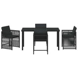 Set da Pranzo per Giardino 5 pcs Nero polyrattan