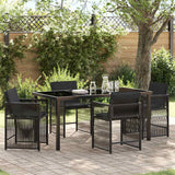 Set da Pranzo per Giardino 5 pcs Nero polyrattan