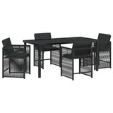 Set da Pranzo per Giardino 5 pcs Nero polyrattan