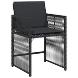 Set da Pranzo per Giardino 5 pcs Nero polyrattan