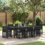 Set da Pranzo per Giardino 9 pcs Nero polyrattan