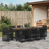 Set da Pranzo per Giardino 9 pcs Nero polyrattan