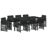Set da Pranzo per Giardino 9 pcs Nero polyrattan