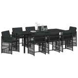 Set da Pranzo per Giardino 9 pcs Nero polyrattan