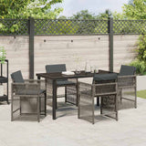 Set da Pranzo per Giardino 5 pcs Grigio polyrattan