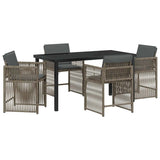 Set da Pranzo per Giardino 5 pcs Grigio polyrattan