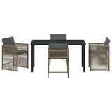 Set da Pranzo per Giardino 5 pcs Grigio polyrattan
