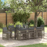 Set da Pranzo per Giardino 9 pcs Grigio polyrattan