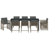Set da Pranzo per Giardino 9 pcs Grigio polyrattan