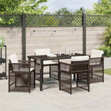 Set da Pranzo per Giardino 5 pcs Marrone polyrattan