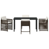 Set da Pranzo per Giardino 5 pcs Marrone polyrattan