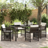 Set da Pranzo per Giardino 5 pcs Marrone polyrattan
