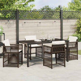 Set da Pranzo per Giardino 5 pcs Marrone polyrattan