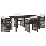 Set da Pranzo per Giardino 5 pcs Marrone polyrattan