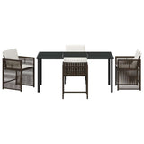 Set da Pranzo per Giardino 5 pcs Marrone polyrattan