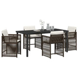 Set da Pranzo per Giardino 5 pcs Marrone polyrattan