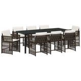 Set da Pranzo per Giardino 9 pcs Marrone polyrattan