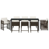 Set da Pranzo per Giardino 9 pcs Marrone polyrattan