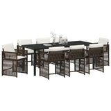 Set da Pranzo per Giardino 9 pcs Marrone polyrattan