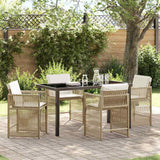 Set da Pranzo per Giardino 5 pcs Beige polyrattan