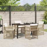 Set da Pranzo per Giardino 5 pcs Beige polyrattan