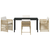 Set da Pranzo per Giardino 5 pcs Beige polyrattan