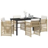 Set da Pranzo per Giardino 5 pcs Beige polyrattan