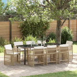 Set da Pranzo per Giardino 9 pcs Beige polyrattan