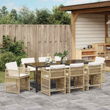 Set da Pranzo per Giardino 9 pcs Beige polyrattan