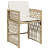 Set da Pranzo per Giardino 9 pcs Beige polyrattan