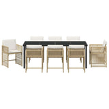 Set da Pranzo per Giardino 9 pcs Beige polyrattan
