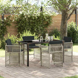 Set da Pranzo per Giardino 5 pcs Grigio chiaro polyrattan