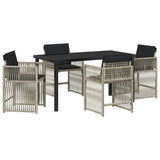Set da Pranzo per Giardino 5 pcs Grigio chiaro polyrattan