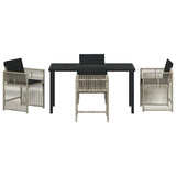 Set da Pranzo per Giardino 5 pcs Grigio chiaro polyrattan