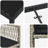 Set da Pranzo per Giardino 9 pcs Grigio chiaro polyrattan