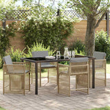 Set da Pranzo per Giardino 5 pcs Beige polyrattan