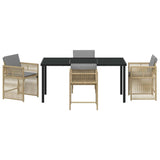 Set da Pranzo per Giardino 5 pcs Beige polyrattan