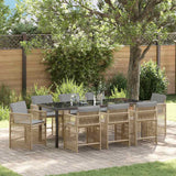 Set da Pranzo per Giardino 9 pcs Beige polyrattan