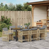 Set da Pranzo per Giardino 9 pcs Beige polyrattan