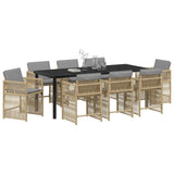 Set da Pranzo per Giardino 9 pcs Beige polyrattan