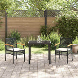 Set da Pranzo per Giardino con cuscino 3 pcs Nero Rattan