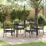 Set da Pranzo per Giardino con cuscino 5 pcs Nero Rattan